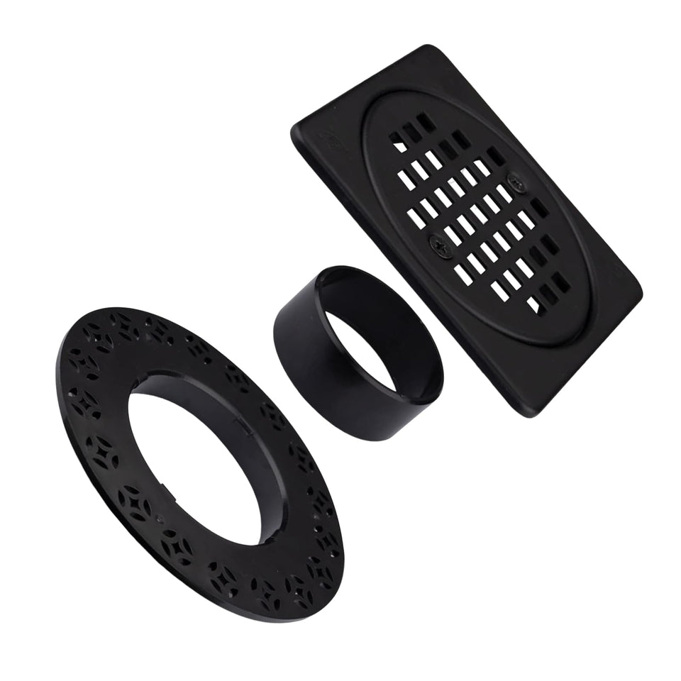 Gertrdti 4-inch matte black square drain grate for reliable shower drainage
