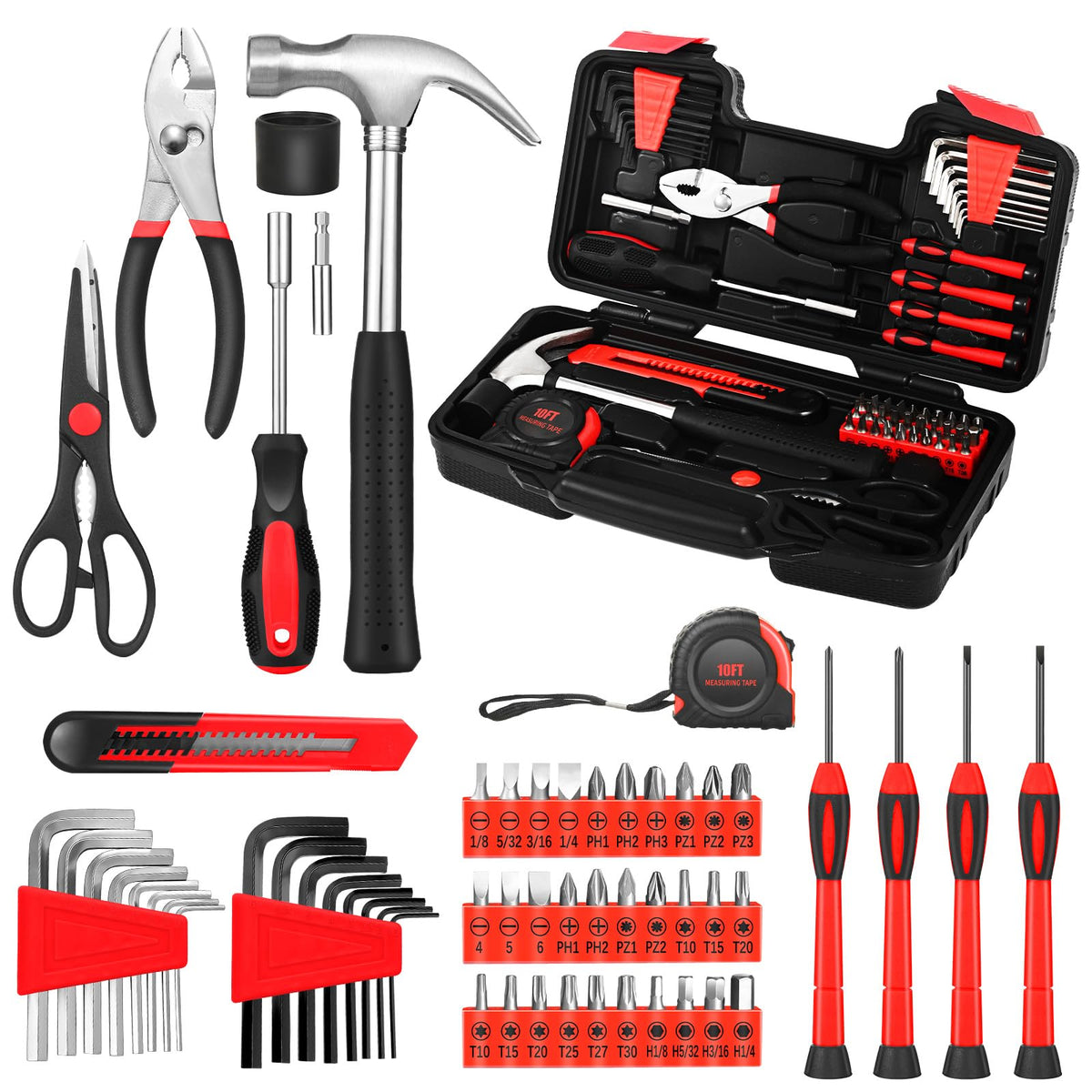 GETFOO 58-piece tool kit case for easy storage and quick repairs.