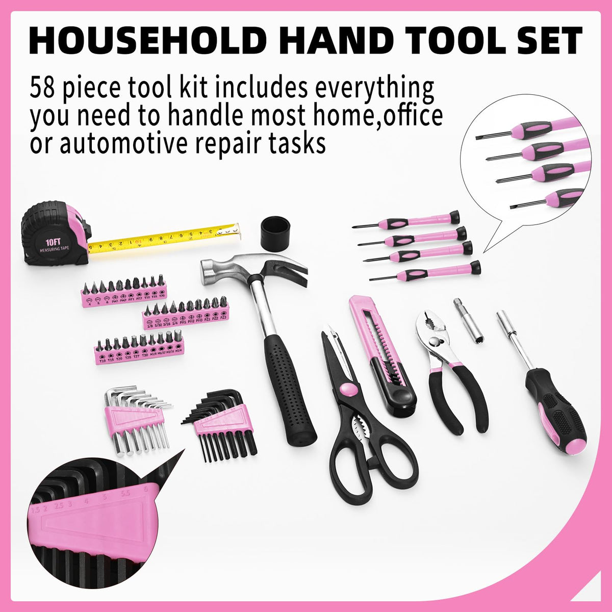 GETFOO pink hammer for precise taps and soft impact during furniture assembly.