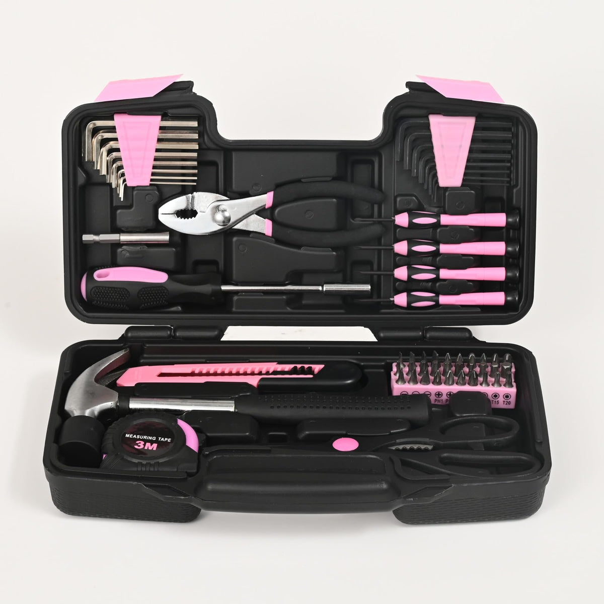GETFOO pink tape measure helps plan and measure layouts for hanging items.