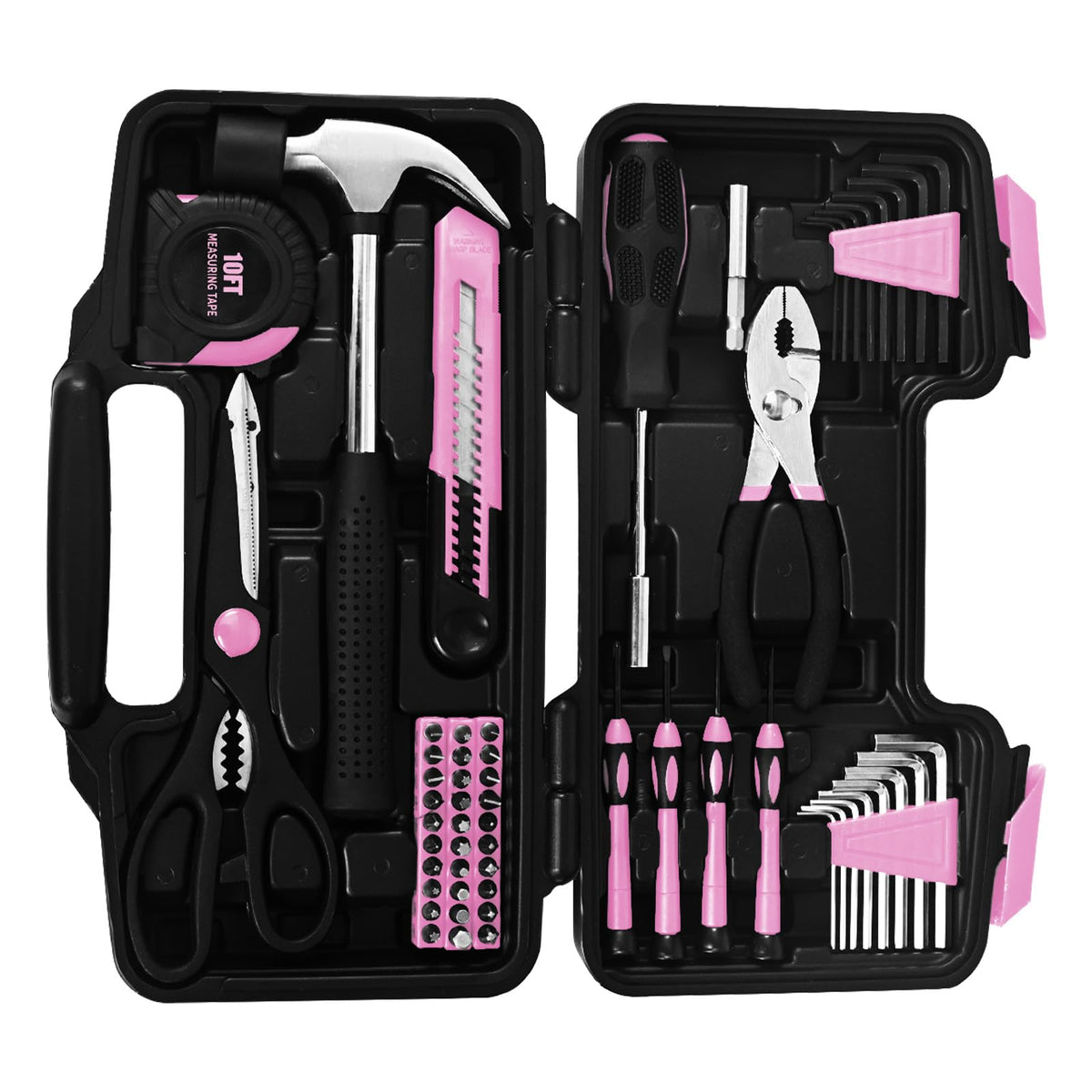 GETFOO pink utility knife and scissors enable clean cuts and smooth openings.
