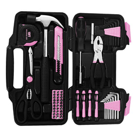GETFOO pink utility knife and scissors enable clean cuts and smooth openings.