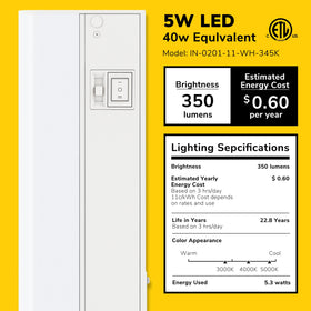 Getinlight 12-inch under-cabinet light, dimmed setup showing adjustable ambience.