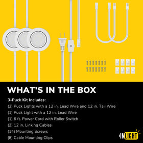 Getinlight puck light daisy-chain capable for multi-unit layouts.