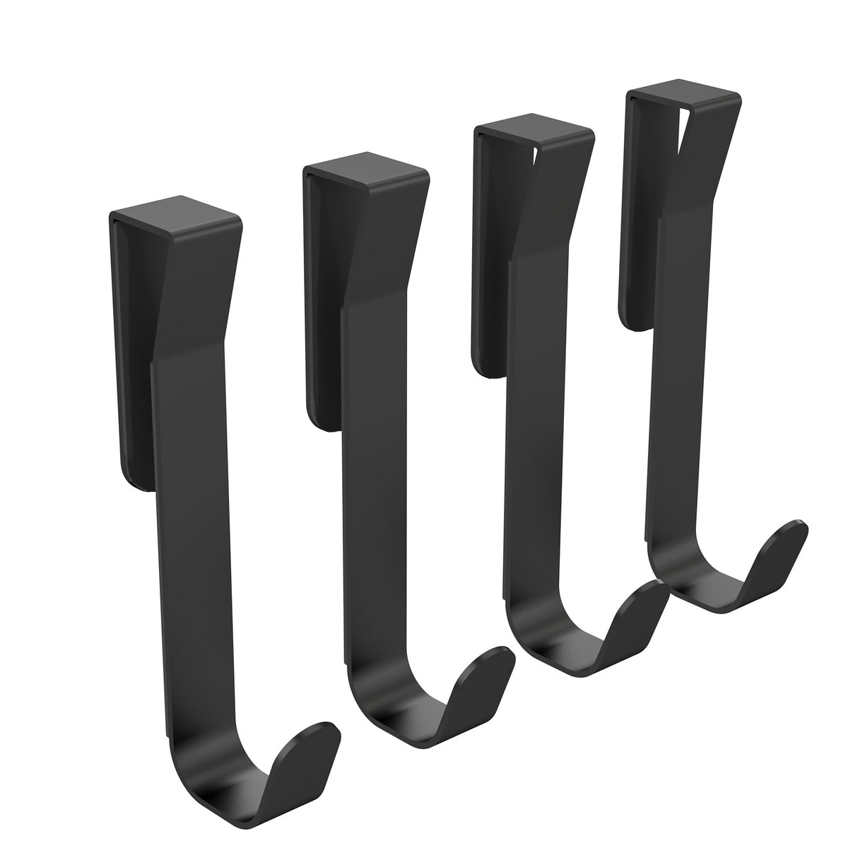 Getube four-pack shower hook on glass door keeps towels organized.