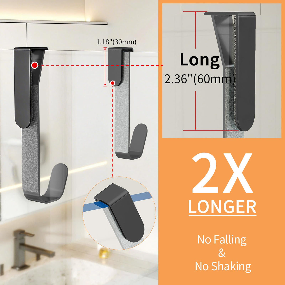 Getube frameless glass-fit hook designed for 12 mm doors.
