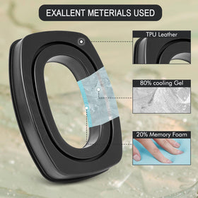 GEVO memory foam core and silicone surface cushion ears during extended wear.