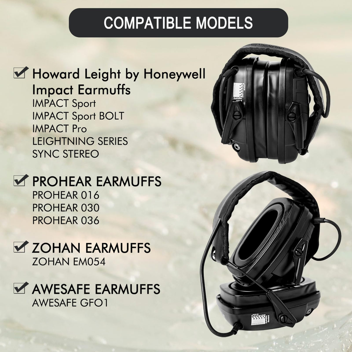 GEVO gel ear pads show a durable TPU outer layer for long-lasting earmuff comfort.