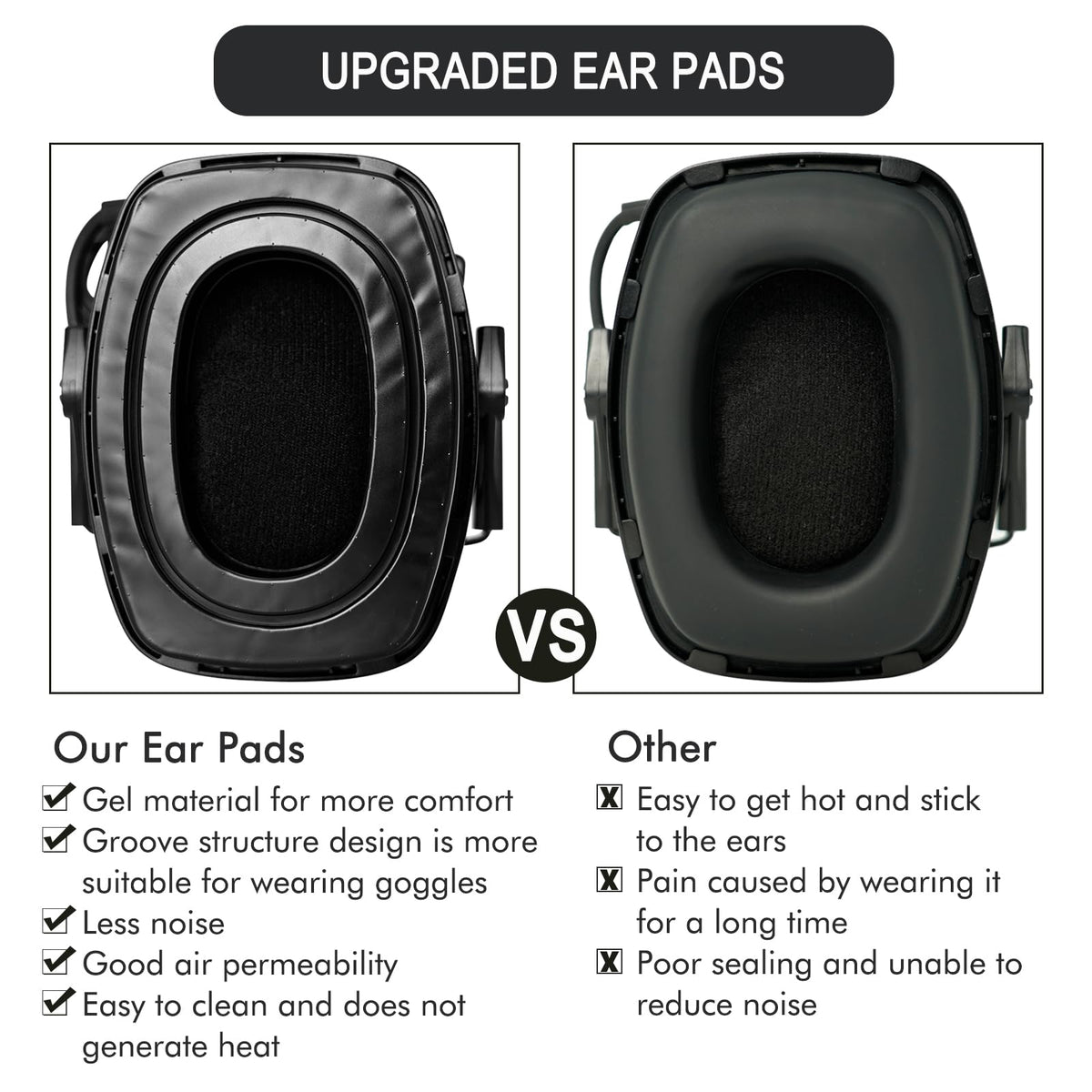 GEVO ear pads with snap-in design for quick, tool-free replacement.