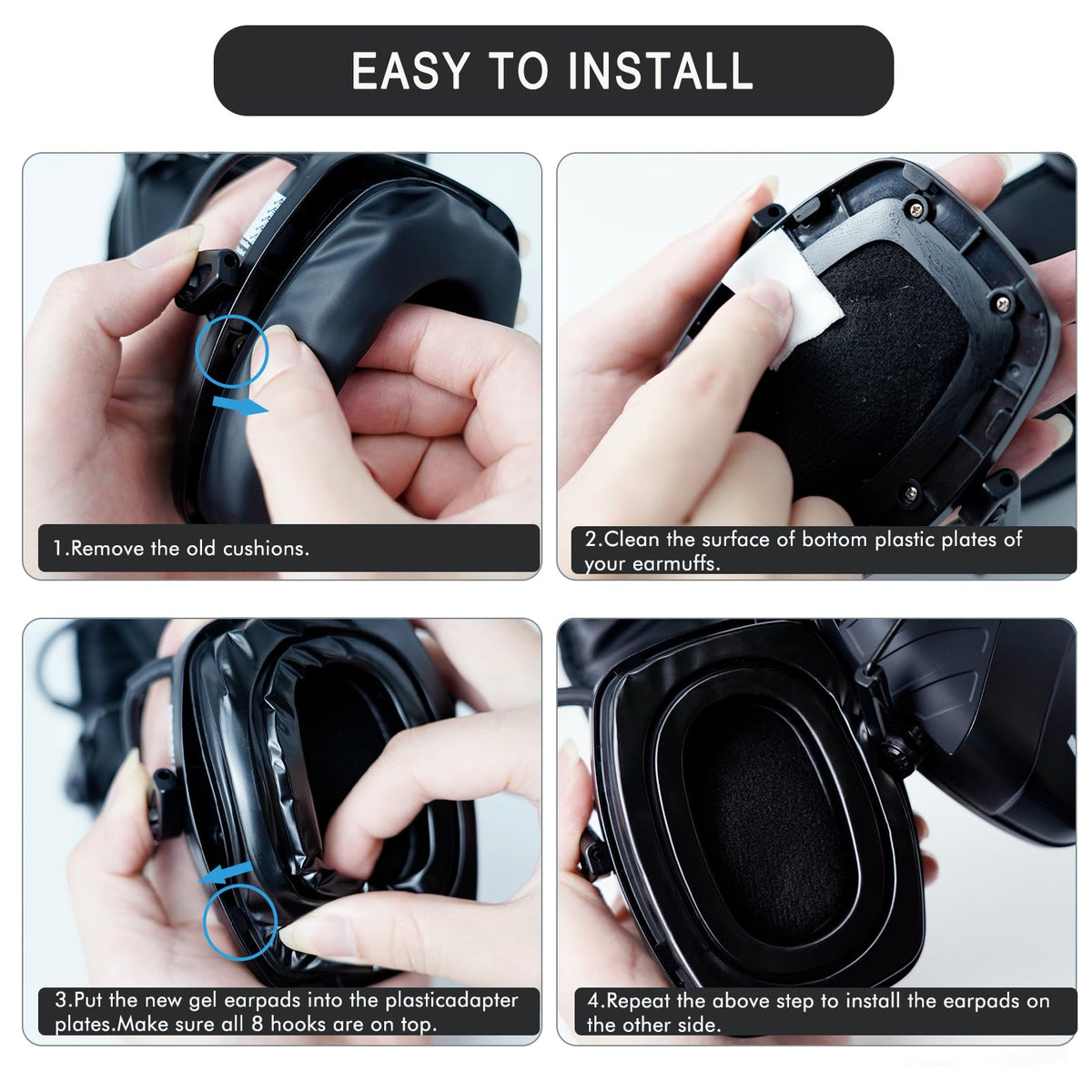 GEVO gel ear pads compatible with PROHEAR 030, 036, 066, and 016 earmuffs.
