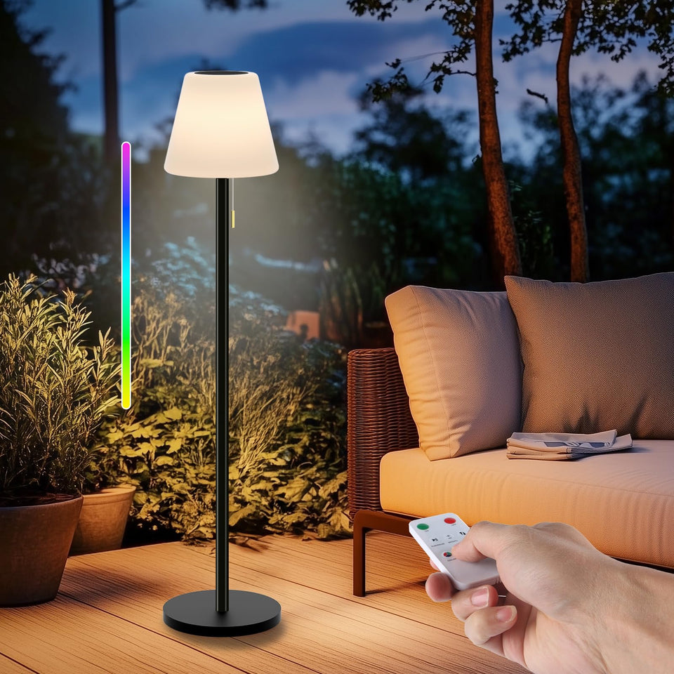 Gewiny outdoor floor lamp charging via solar with USB backup for reliability