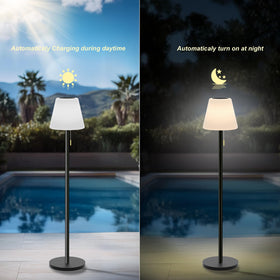 Gewiny outdoor floor lamp shows RGB colors and warm white mood lighting