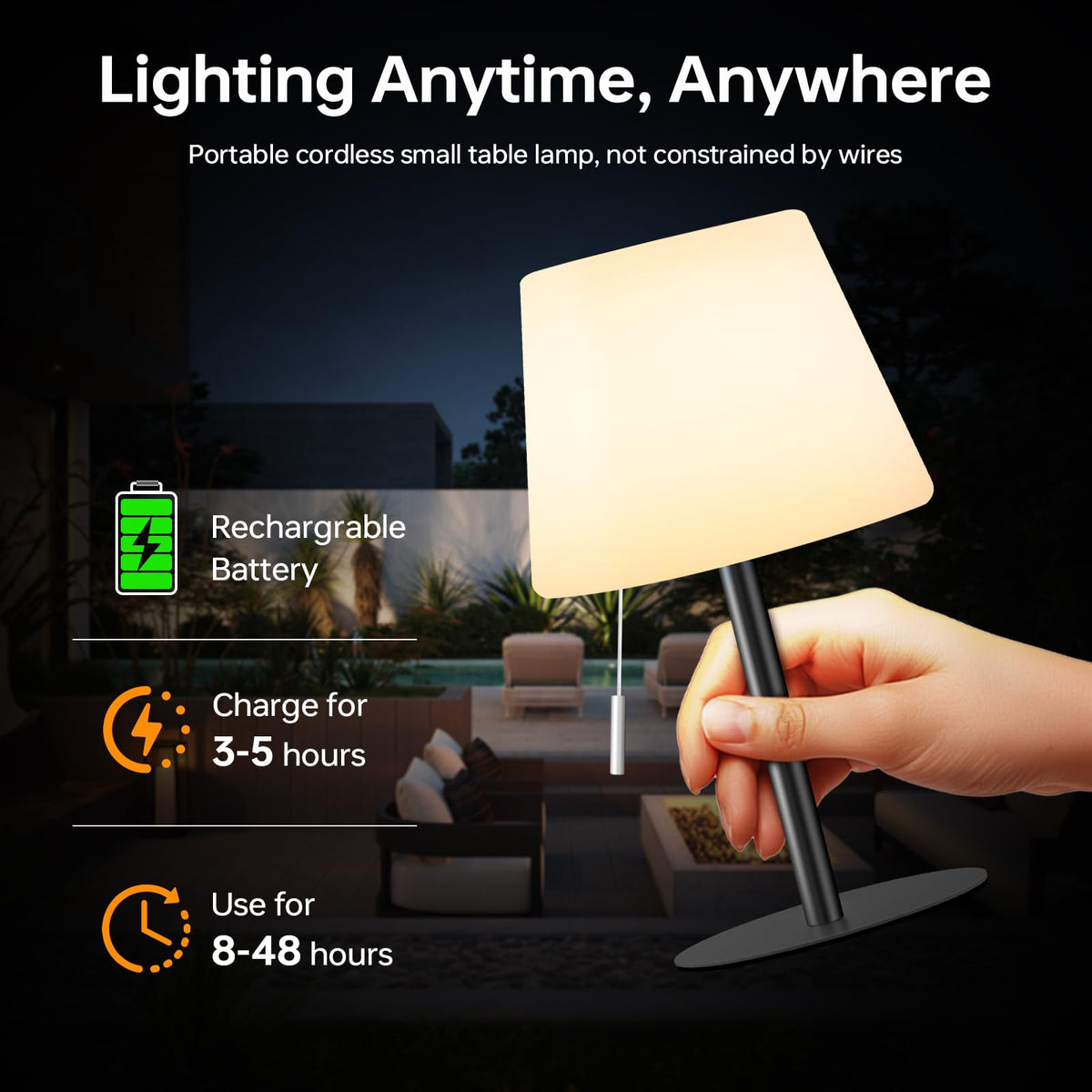 Gewiny lamp with remote control enables easy lighting from a distance.
