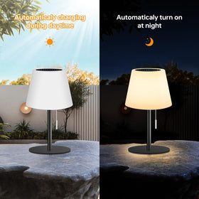 Gewiny lamp emits warm white light, ideal for intimate evenings on the patio.