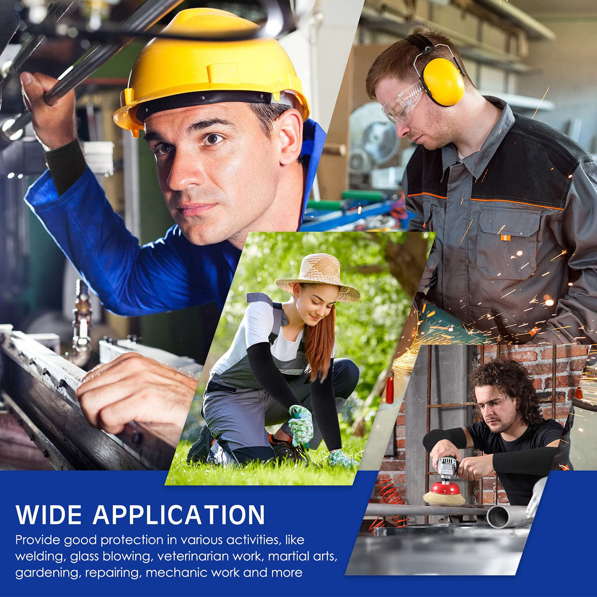 Geyoga sleeve protection suitable for welding and gardening tasks.