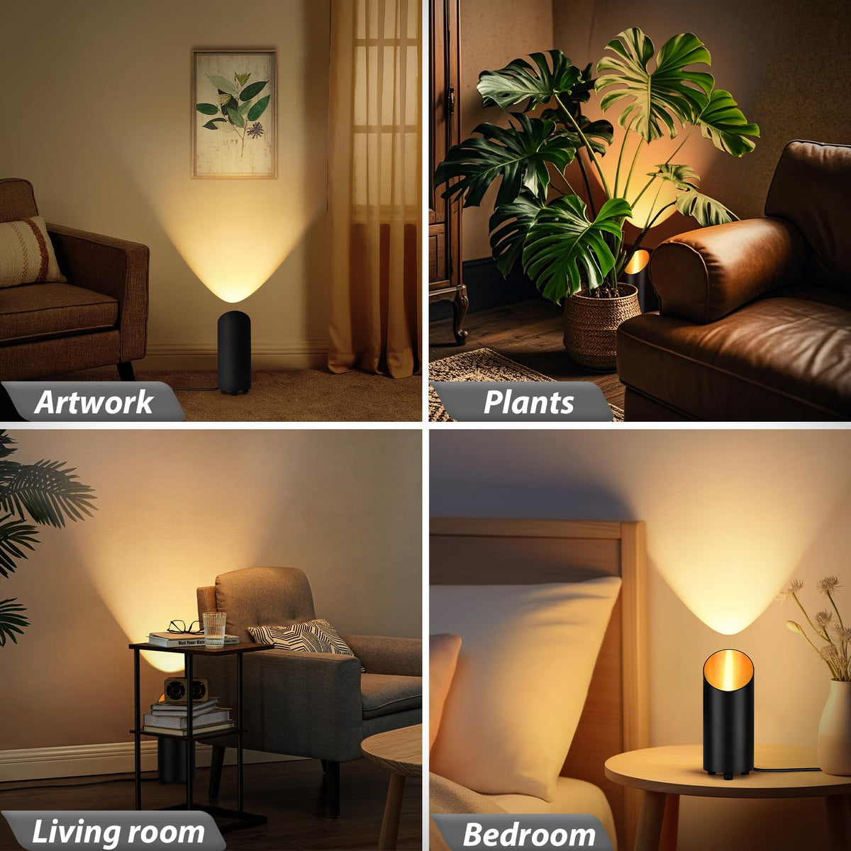 GeyouLux uplighting indoor 7W floor light art spotlight focuses on wall art.