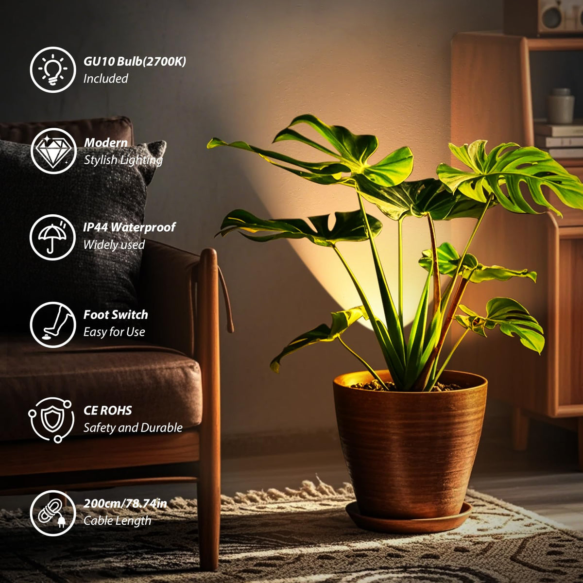 GeyouLux uplighting indoor 7W floor light plants ambience brightens indoor greenery.