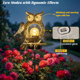 GEYUEYA Home animated owl eyes brighten your garden after sunset.