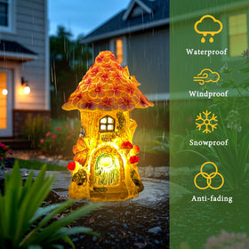 GEYUEYA Home garden pathway lighting by fairy house boosts curb appeal.