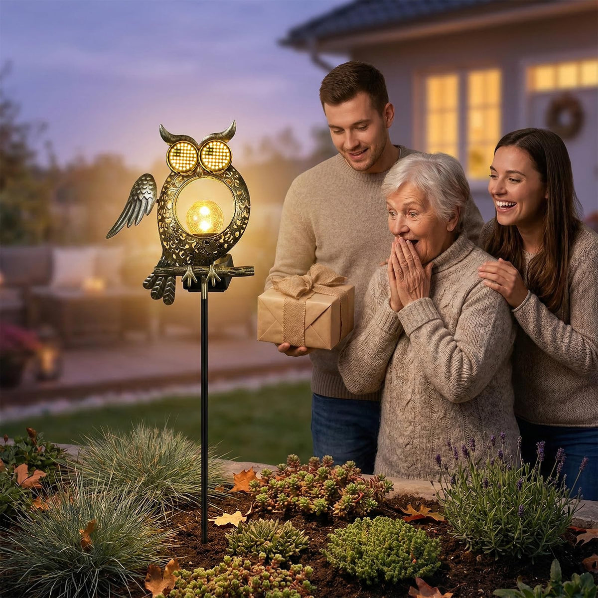 GEYUEYA Home ground stake owl light easy to install along paths.