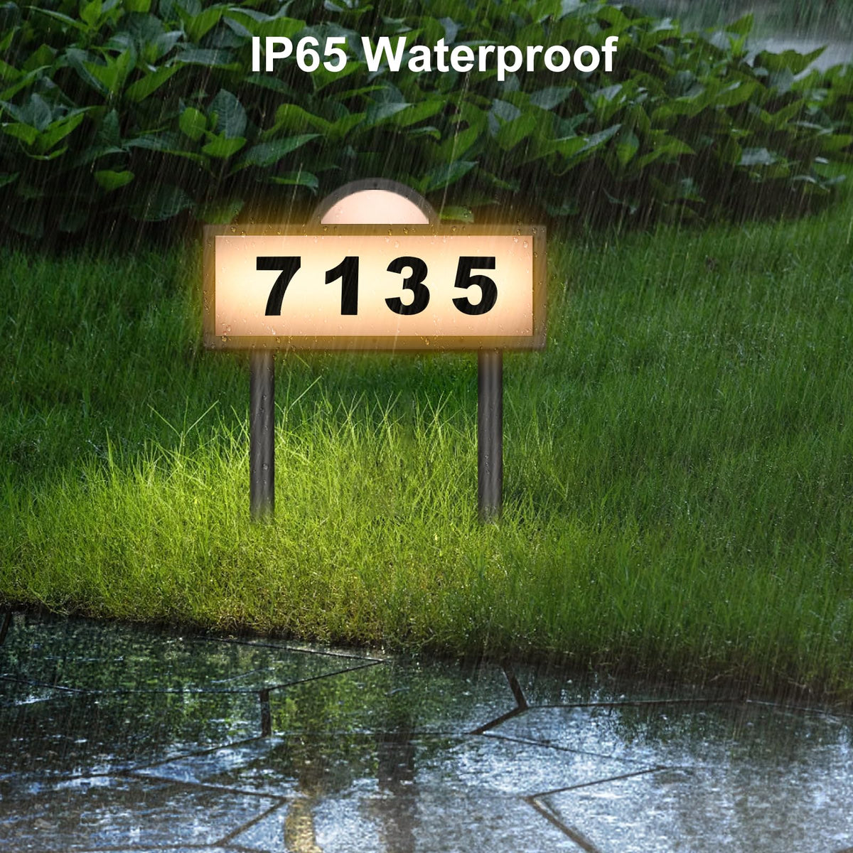 GEYUEYA Home IP65 waterproof address sign withstands weather for year-round use.