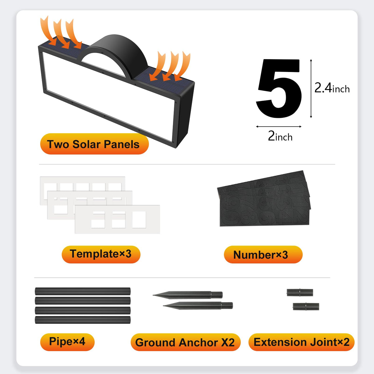 GEYUEYA Home 45 LEDs deliver bright, even illumination across house numbers.
