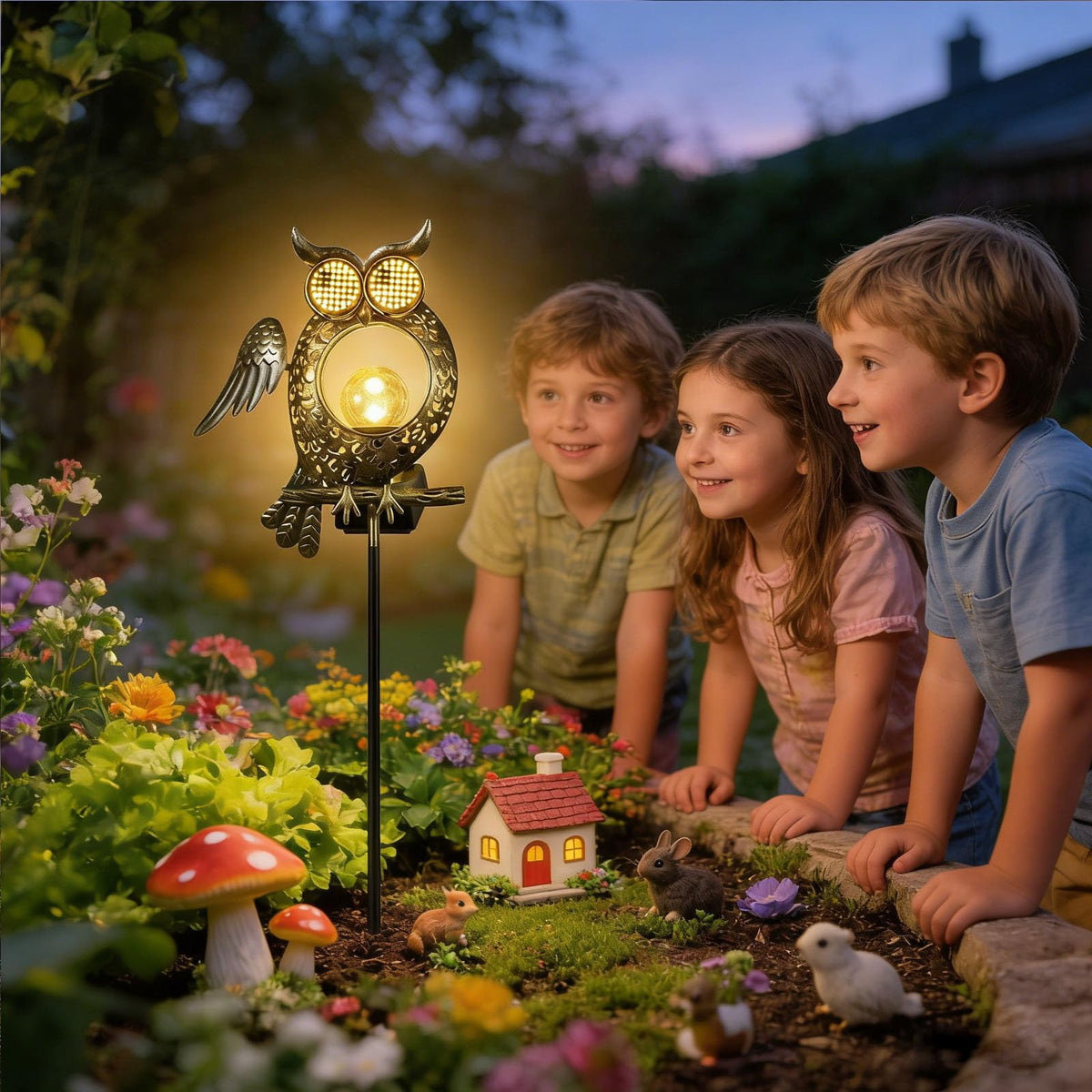 GEYUEYA Home night illumination owl lantern adds cozy ambience outdoors.