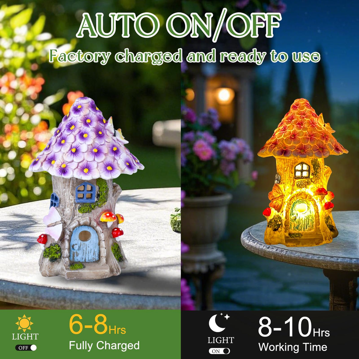 GEYUEYA Home patio decor mushroom house adds whimsy to balconies.
