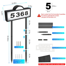 GEYUEYA Home solar address sign ready for ground stake installation