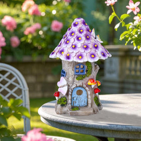 GEYUEYA Home solar fairy house glows automatically for night ambiance.