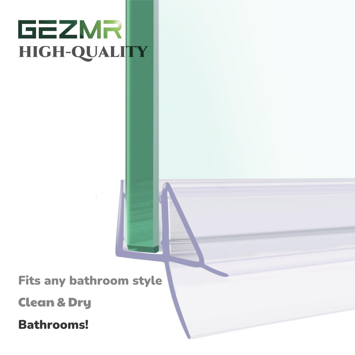 GEZMR clear vinyl shower seal stays crystal-clear while sealing gaps