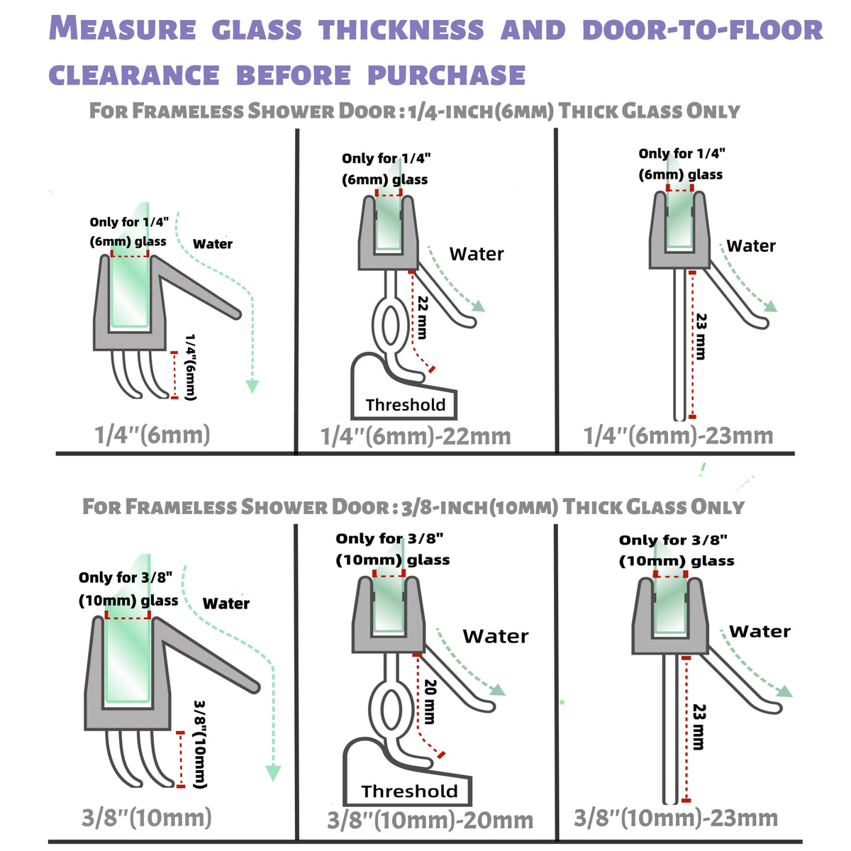 GEZMR adjustable 39in seal fits most frameless doors securely.