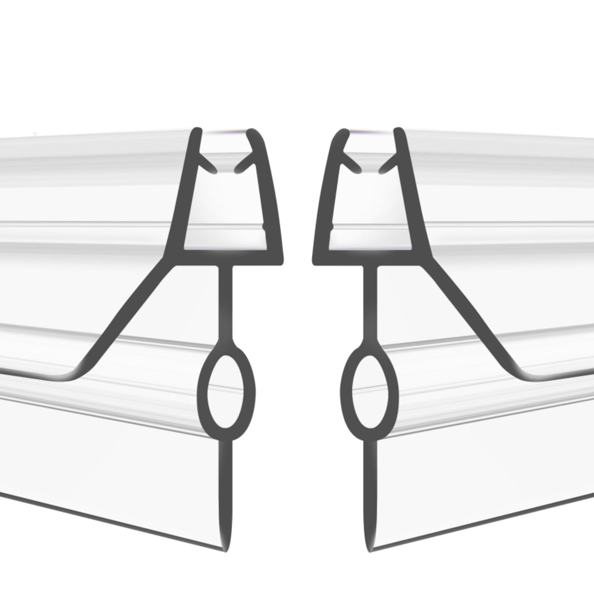 GEZMR frameless shower door bottom seal on 3/8in glass creates a cleaner, leak-free edge.