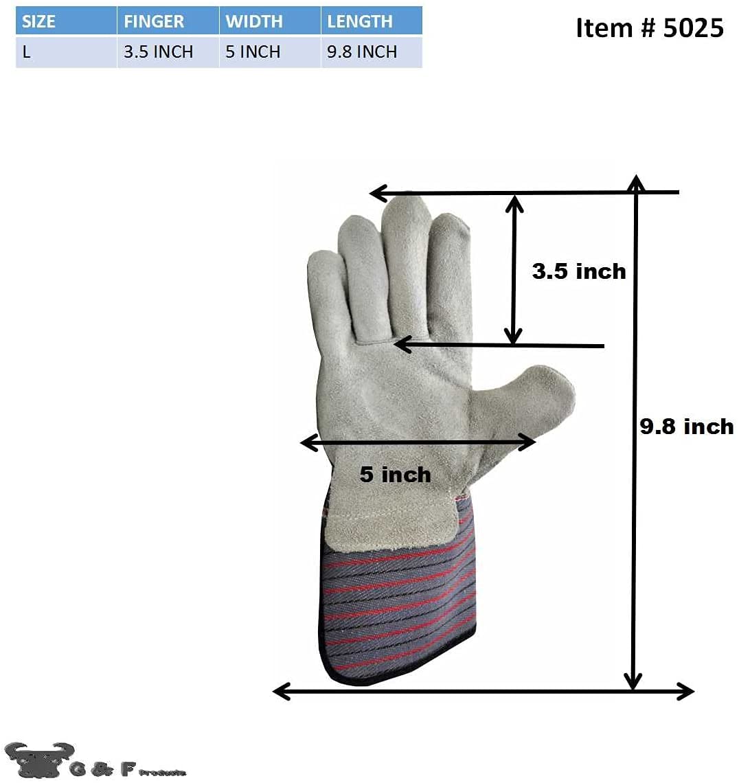 G and F Products 5025L-5 five-pair pack ensures ready replacement gloves.
