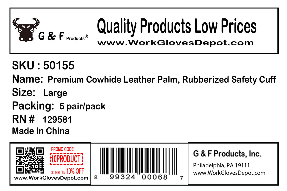 G & F Products cowhide gloves palm suede finish delivers refined touch for precision work