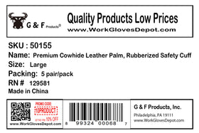 G & F Products cowhide gloves palm suede finish delivers refined touch for precision work