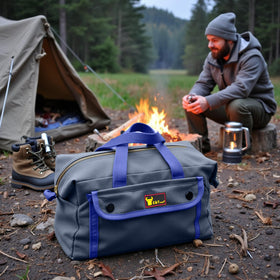 G & F Products waxed canvas duffle bag water-resistant shell in light rain