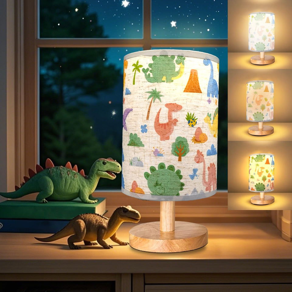 GFTDNS Dinosaur Lamp shade pattern adds playful decor and soft lighting for bedtime.