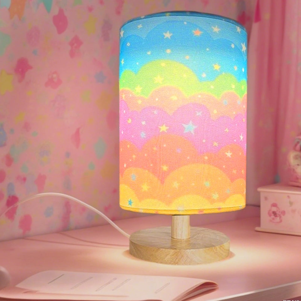 GFTDNS rainbow fabric shade lamp adds cozy lighting to kids' room activities