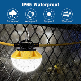 G GJIA LED string light 50ft powering crawl space workspace.
