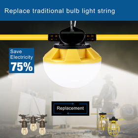 G GJIA LED string light 50ft IP65 waterproof for outdoor jobs.