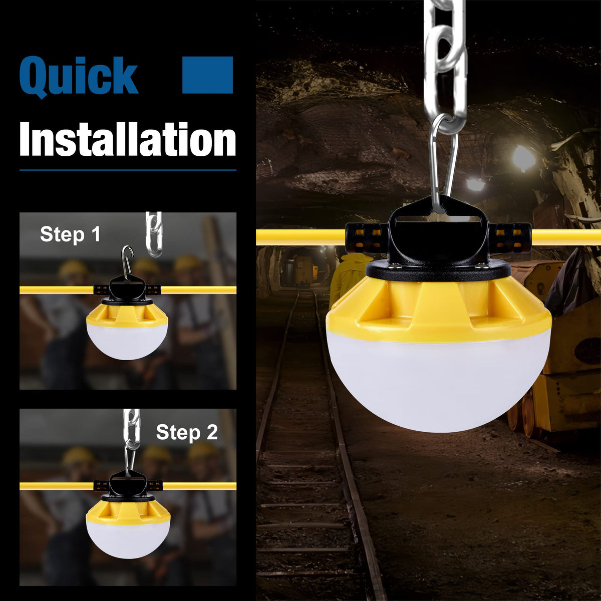 G GJIA LED string light 50ft wide-angle frosted cover reduces glare.