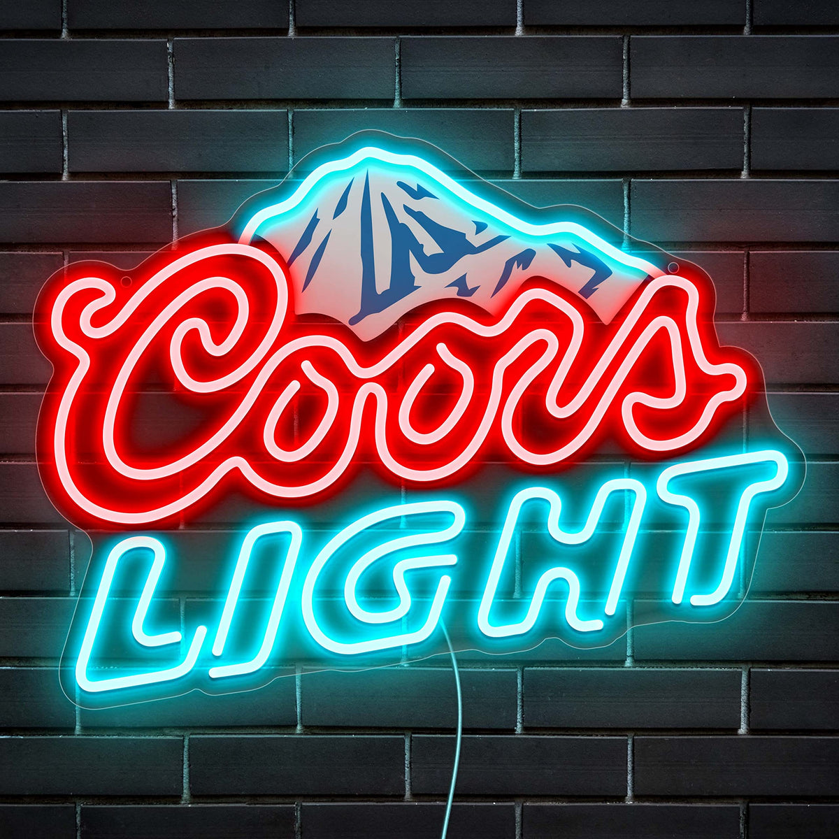 GGK beer neon sign with chill mountain design enhances home bar ambiance