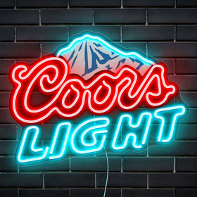 GGK beer neon sign with chill mountain design enhances home bar ambiance