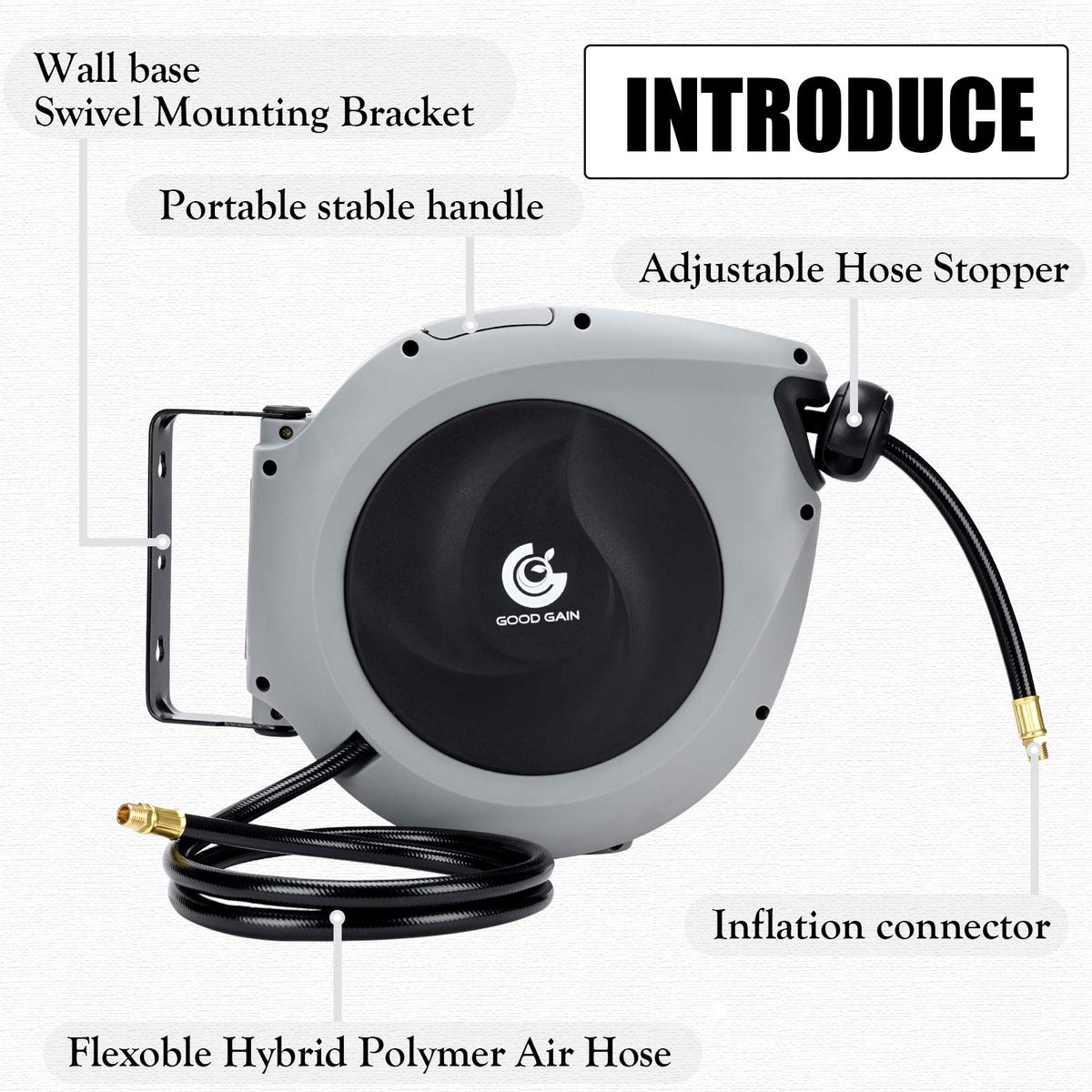 G GOOD GAIN 180-degree swivel mount for flexible placement.