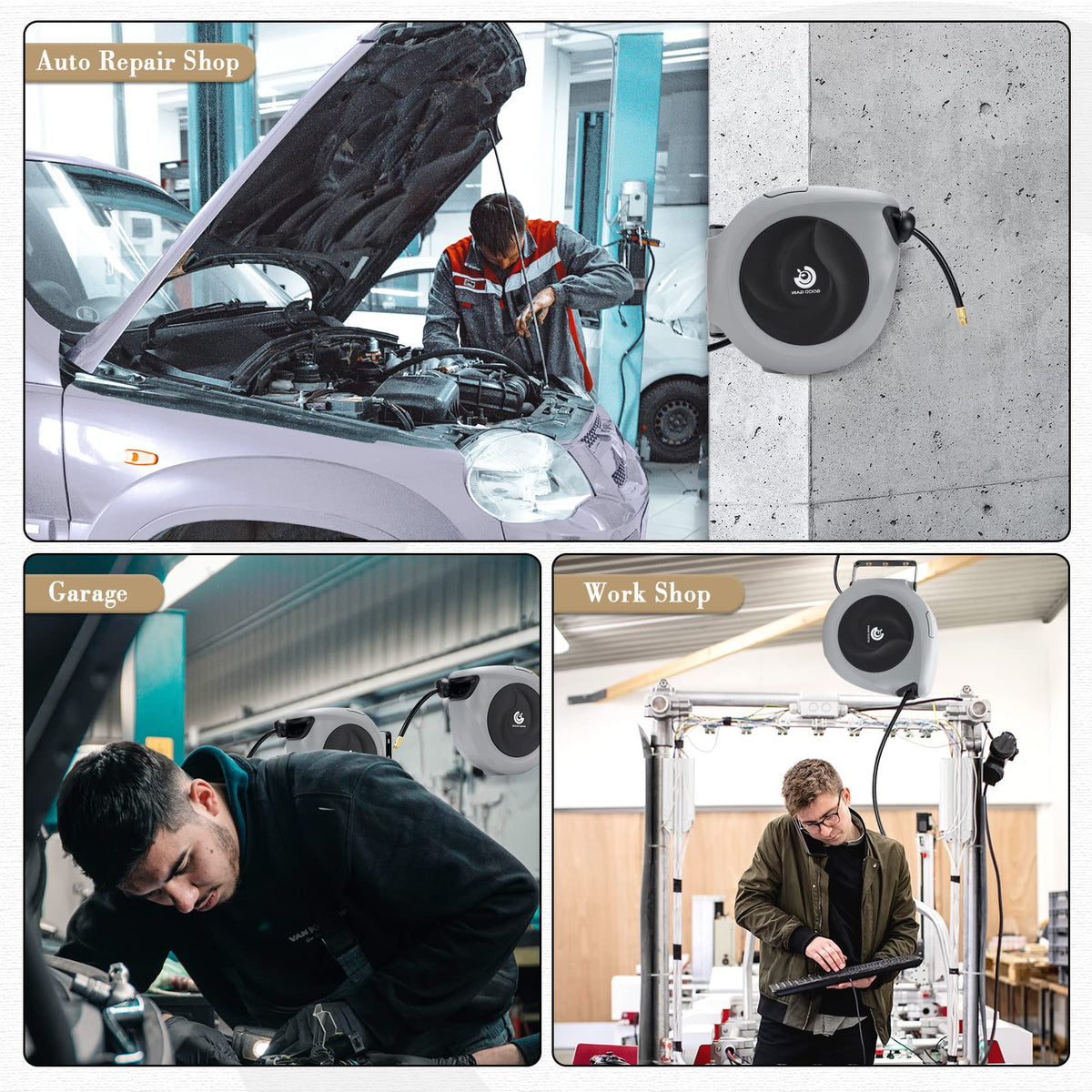 G GOOD GAIN rugged reel for indoor and outdoor work.
