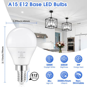 GGOYING E12 LED candle bulb highlights true colors with 85+ CRI for decor.