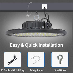 GGTH UFO LED high bay 200W ETL-listed label on the unit.