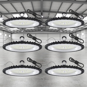 GGTH UFO LED high bay 200W side view shows durable housing for longevity.