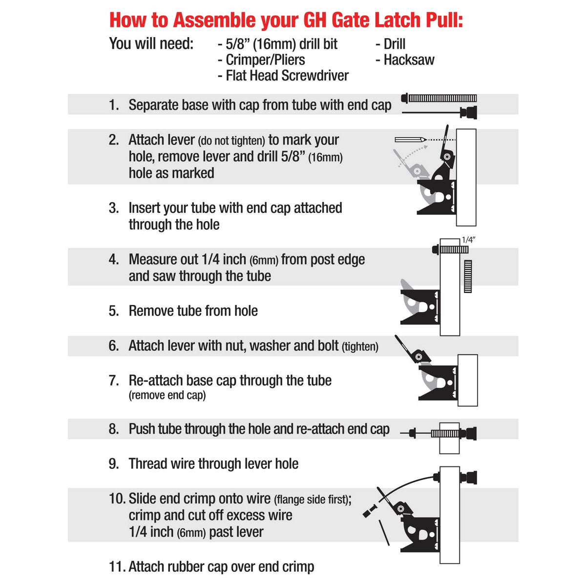 GH Gate Latch installation guide offers clear, step-by-step instructions.